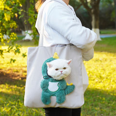 "Purrfect Companion Carrier! Eco-Friendly Canvas Cat Backpack - Airflow Windows & Secure Design for Vet Trips, Shopping & Outdoor Adventures (Ideal for Urban Cat Parents)"