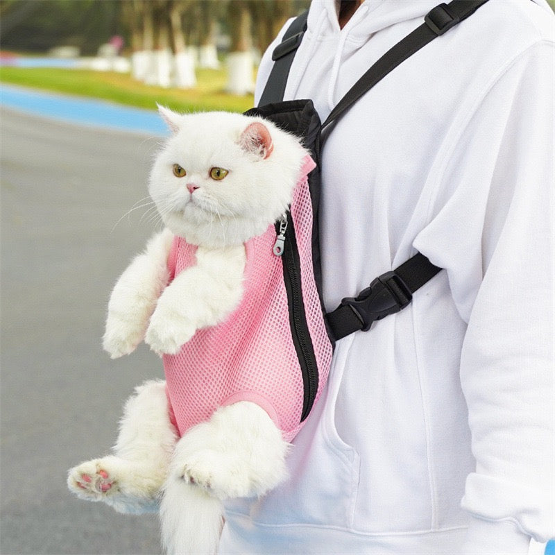 Pawsome Adventure Ready! Breathable Mesh Pet Backpack Carrier for Small-Medium Dogs & Cats - Hands-Free, Durable & Comfortable Outing Pack for Travel, Hiking, Vet Visits