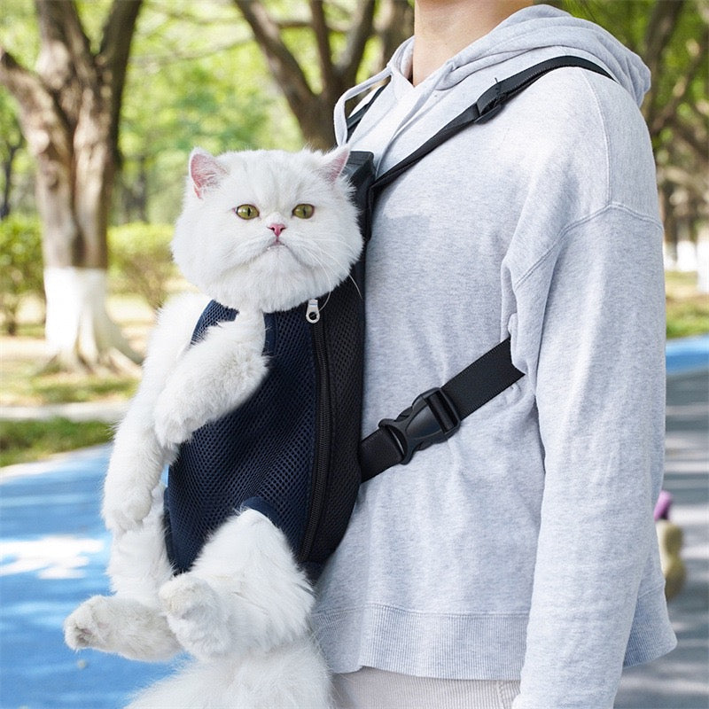 Pawsome Adventure Ready! Breathable Mesh Pet Backpack Carrier for Small-Medium Dogs & Cats - Hands-Free, Durable & Comfortable Outing Pack for Travel, Hiking, Vet Visits