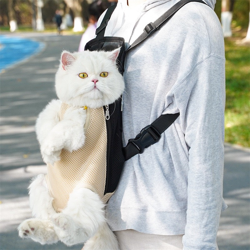 Pawsome Adventure Ready! Breathable Mesh Pet Backpack Carrier for Small-Medium Dogs & Cats - Hands-Free, Durable & Comfortable Outing Pack for Travel, Hiking, Vet Visits