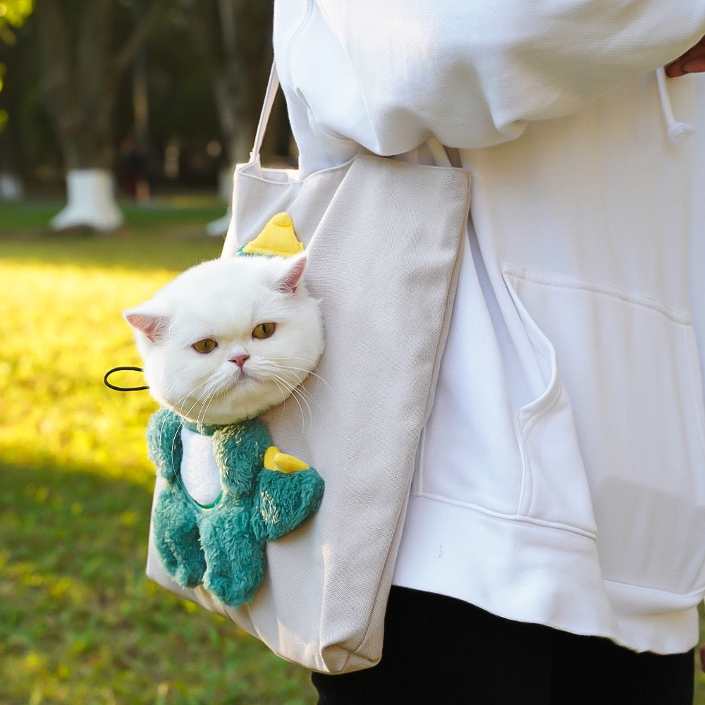 "Purrfect Companion Carrier! Eco-Friendly Canvas Cat Backpack - Airflow Windows & Secure Design for Vet Trips, Shopping & Outdoor Adventures (Ideal for Urban Cat Parents)"