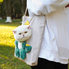 "Purrfect Companion Carrier! Eco-Friendly Canvas Cat Backpack - Airflow Windows & Secure Design for Vet Trips, Shopping & Outdoor Adventures (Ideal for Urban Cat Parents)"
