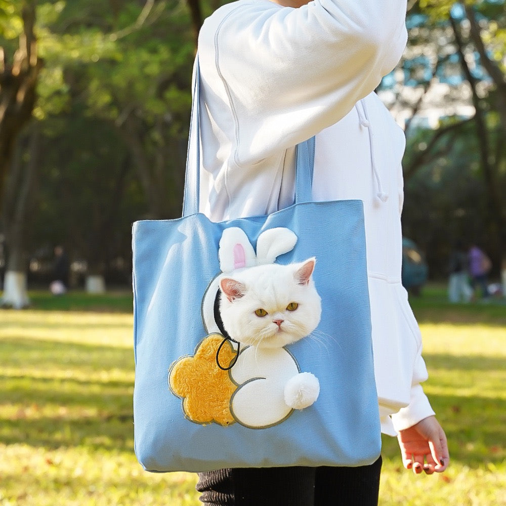 "Purrfect Companion Carrier! Eco-Friendly Canvas Cat Backpack - Airflow Windows & Secure Design for Vet Trips, Shopping & Outdoor Adventures (Ideal for Urban Cat Parents)"