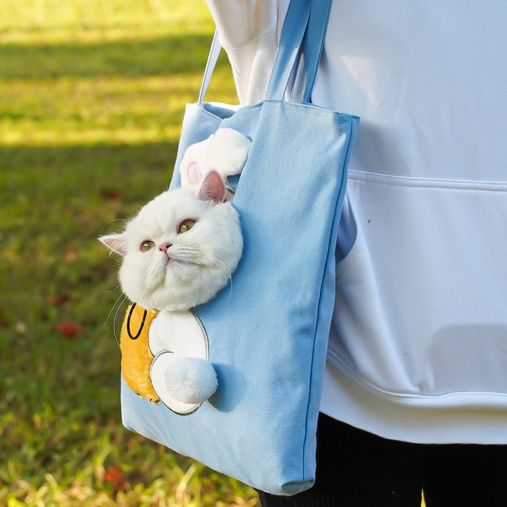 "Purrfect Companion Carrier! Eco-Friendly Canvas Cat Backpack - Airflow Windows & Secure Design for Vet Trips, Shopping & Outdoor Adventures (Ideal for Urban Cat Parents)"