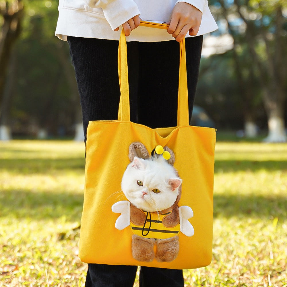 "Purrfect Companion Carrier! Eco-Friendly Canvas Cat Backpack - Airflow Windows & Secure Design for Vet Trips, Shopping & Outdoor Adventures (Ideal for Urban Cat Parents)"