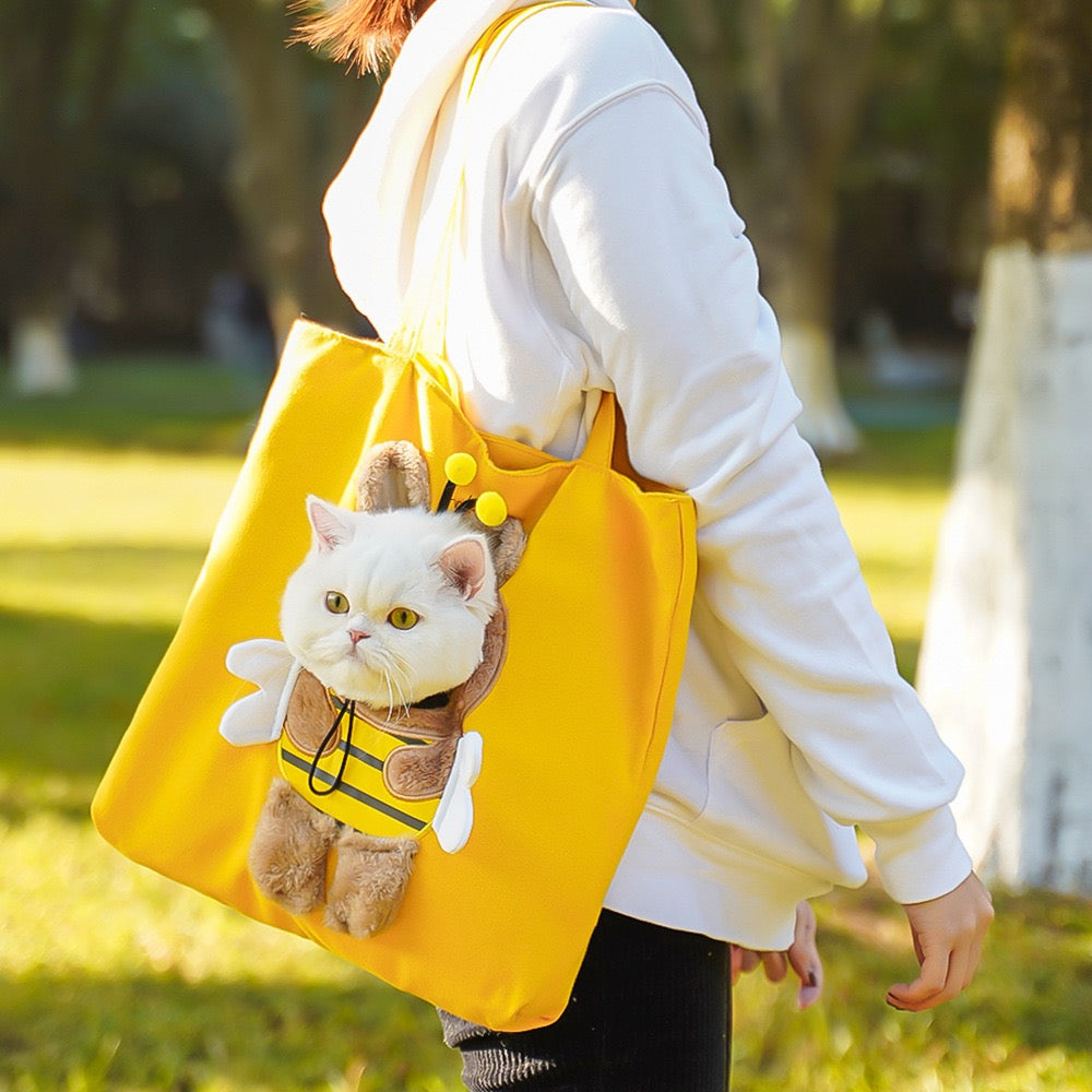 "Purrfect Companion Carrier! Eco-Friendly Canvas Cat Backpack - Airflow Windows & Secure Design for Vet Trips, Shopping & Outdoor Adventures (Ideal for Urban Cat Parents)"