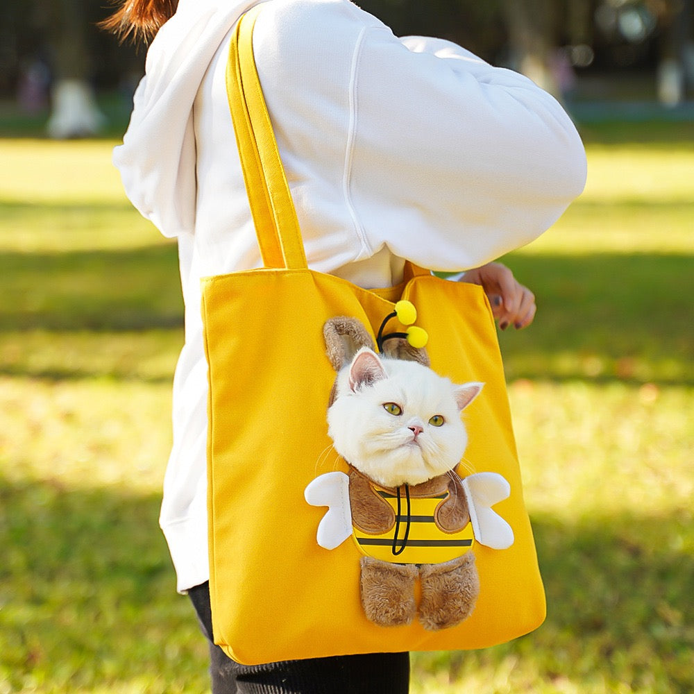 "Purrfect Companion Carrier! Eco-Friendly Canvas Cat Backpack - Airflow Windows & Secure Design for Vet Trips, Shopping & Outdoor Adventures (Ideal for Urban Cat Parents)"
