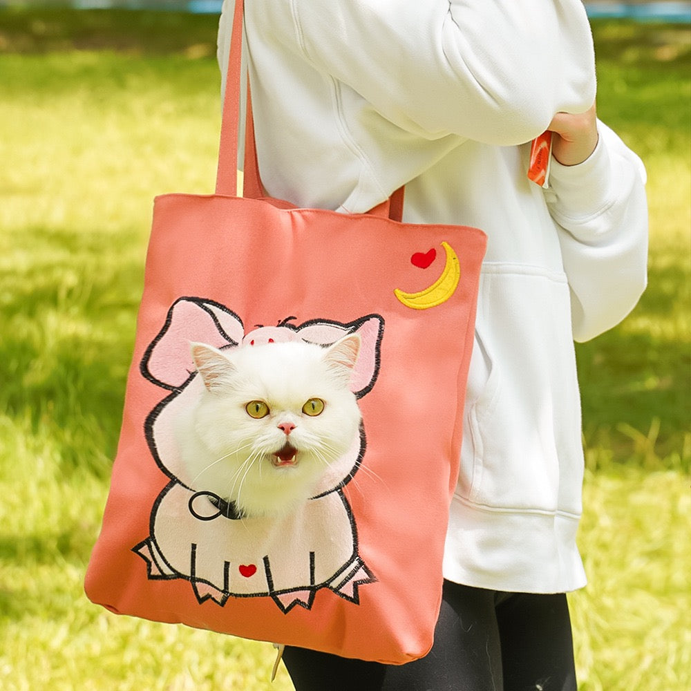 "Purrfect Companion Carrier! Eco-Friendly Canvas Cat Backpack - Airflow Windows & Secure Design for Vet Trips, Shopping & Outdoor Adventures (Ideal for Urban Cat Parents)"