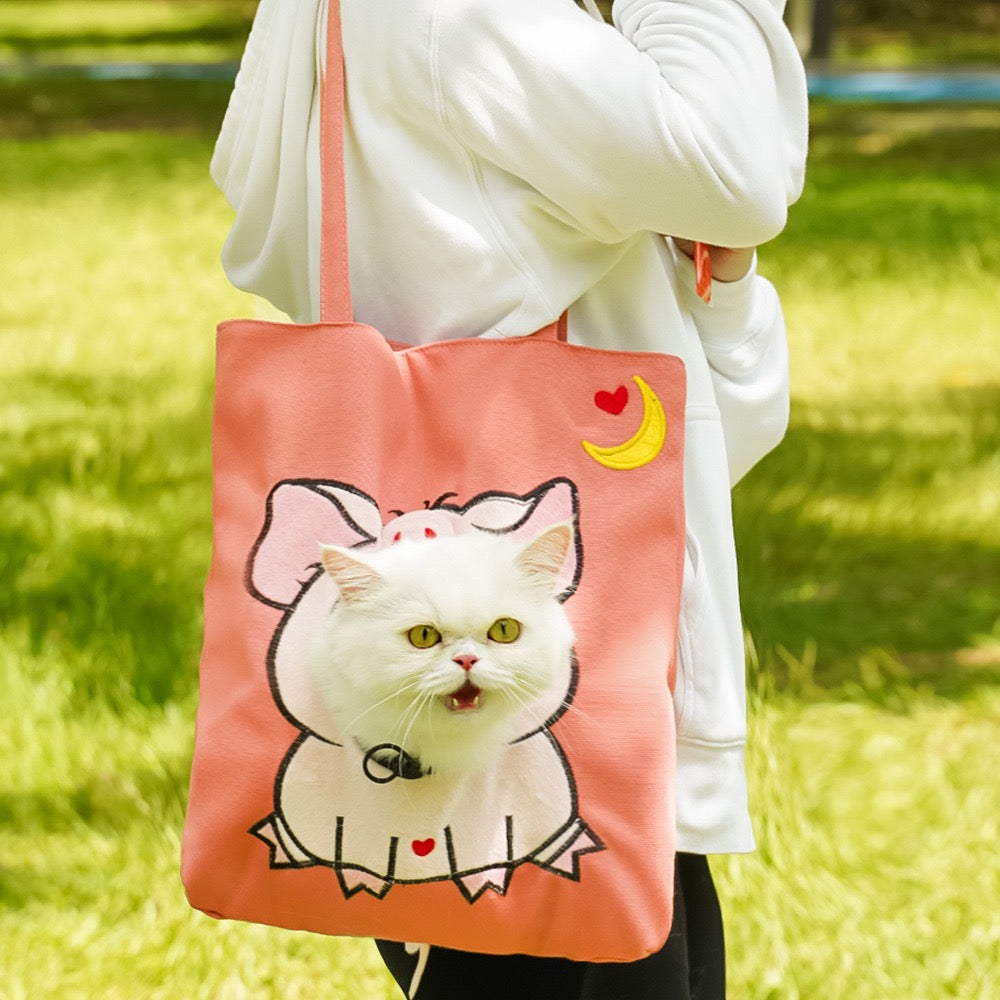 "Purrfect Companion Carrier! Eco-Friendly Canvas Cat Backpack - Airflow Windows & Secure Design for Vet Trips, Shopping & Outdoor Adventures (Ideal for Urban Cat Parents)"