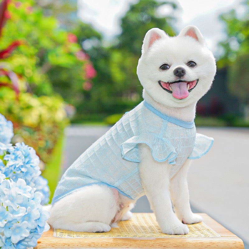 Lightweight Silky Mesh Dog Vest with Flying Sleeves & Harness Hole - for Bichon & Teddy Dogs