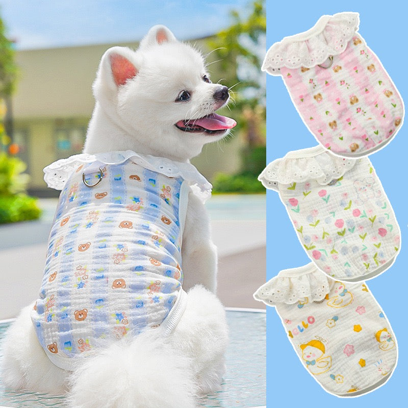 Meowtain Breeze! Cotton-Viscose Cat Cooling Suit with Leash Loops - Ultra-Breathable Anti-Shedding Summer Clothes for Indoor Cats, Air Conditioning Comfort Wear with Soft Fur Guard Technology"