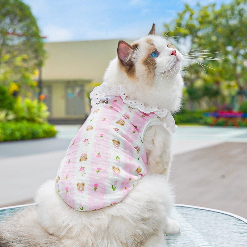 Meowtain Breeze! Cotton-Viscose Cat Cooling Suit with Leash Loops - Ultra-Breathable Anti-Shedding Summer Clothes for Indoor Cats, Air Conditioning Comfort Wear with Soft Fur Guard Technology"