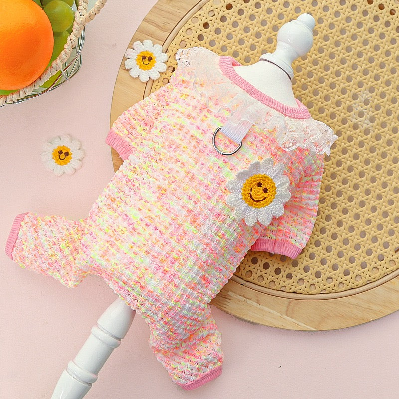 Cute Stretchy & Breathable Pet Bodysuit for Cats & Dogs - Spring-Summer Outfit for Bichon, Teddy & Munchkin Cats