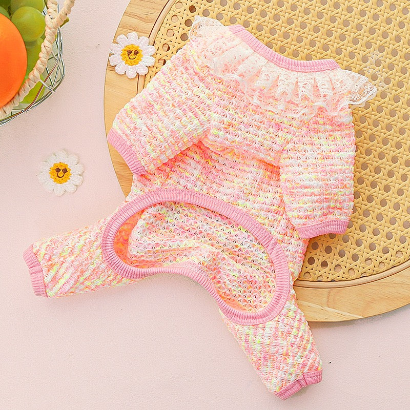 Cute Stretchy & Breathable Pet Bodysuit for Cats & Dogs - Spring-Summer Outfit for Bichon, Teddy & Munchkin Cats