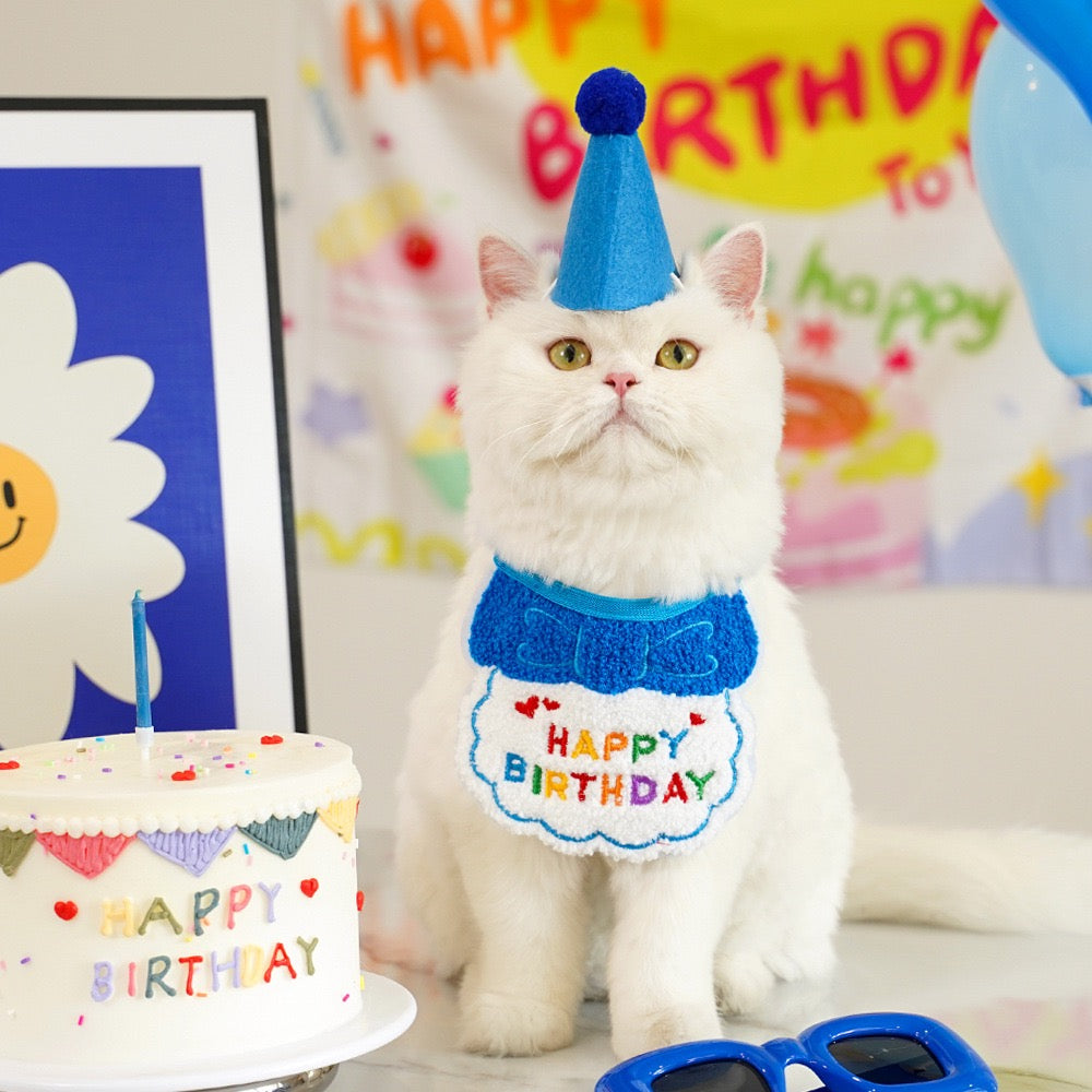"Pawty Perfect! Birthday Bandana Bib & Hat Set for Dogs/Cats - Adjustable Soft Pet Party Accessories with Secure Fit for Photo Shoots, Pawty Celebrations & Fur Baby Birthdays (3-Piece Matching Kit)"