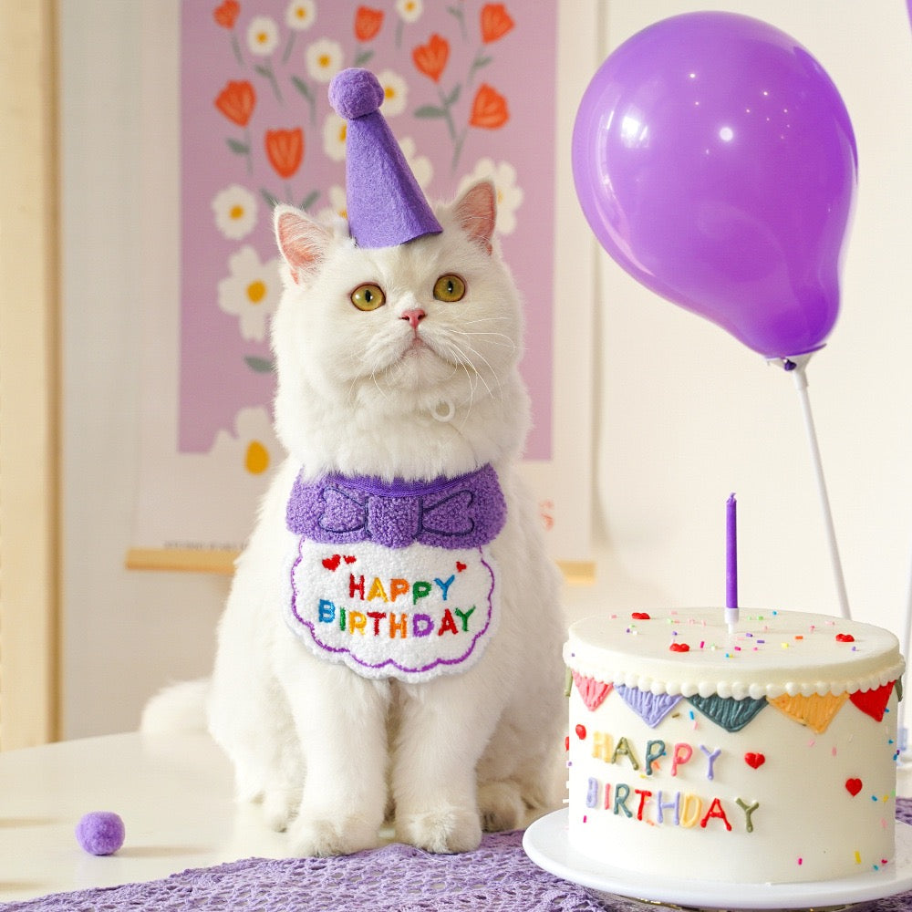 "Pawty Perfect! Birthday Bandana Bib & Hat Set for Dogs/Cats - Adjustable Soft Pet Party Accessories with Secure Fit for Photo Shoots, Pawty Celebrations & Fur Baby Birthdays (3-Piece Matching Kit)"