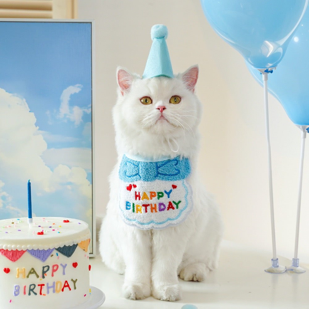 "Pawty Perfect! Birthday Bandana Bib & Hat Set for Dogs/Cats - Adjustable Soft Pet Party Accessories with Secure Fit for Photo Shoots, Pawty Celebrations & Fur Baby Birthdays (3-Piece Matching Kit)"