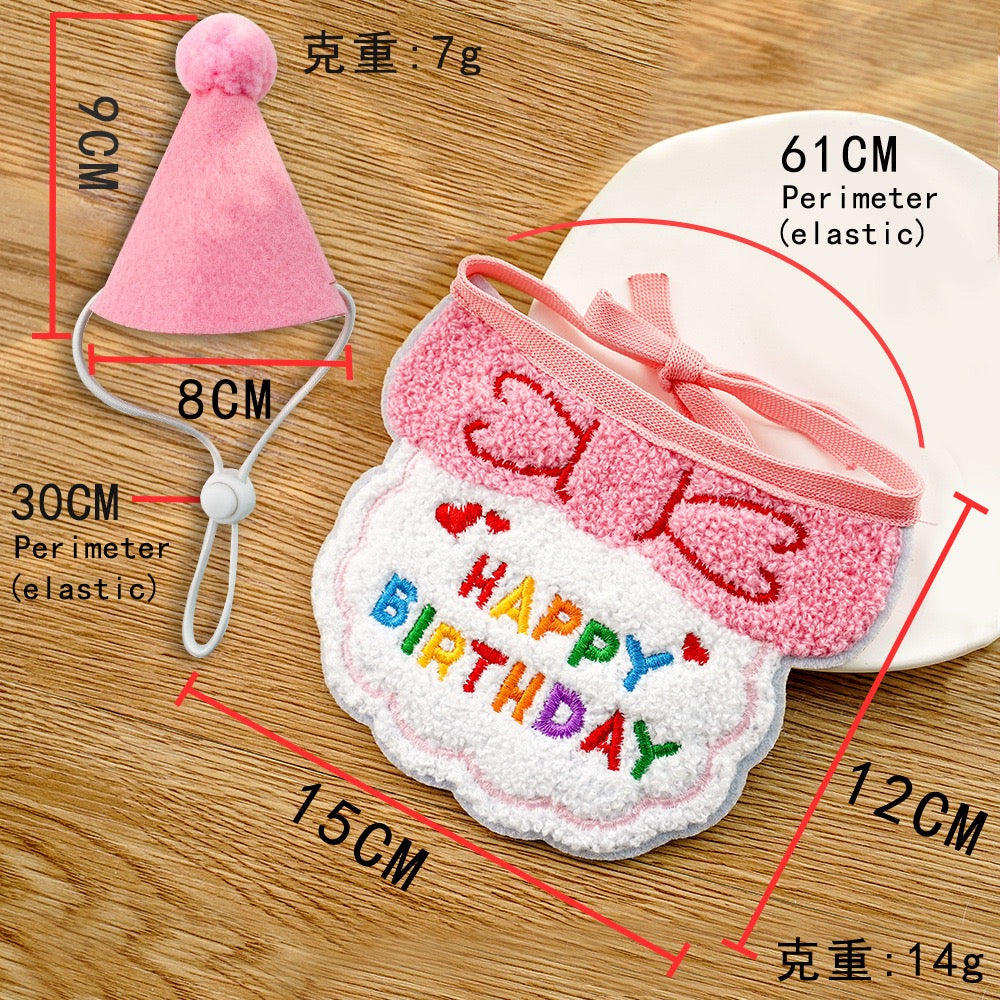 "Pawty Perfect! Birthday Bandana Bib & Hat Set for Dogs/Cats - Adjustable Soft Pet Party Accessories with Secure Fit for Photo Shoots, Pawty Celebrations & Fur Baby Birthdays (3-Piece Matching Kit)"