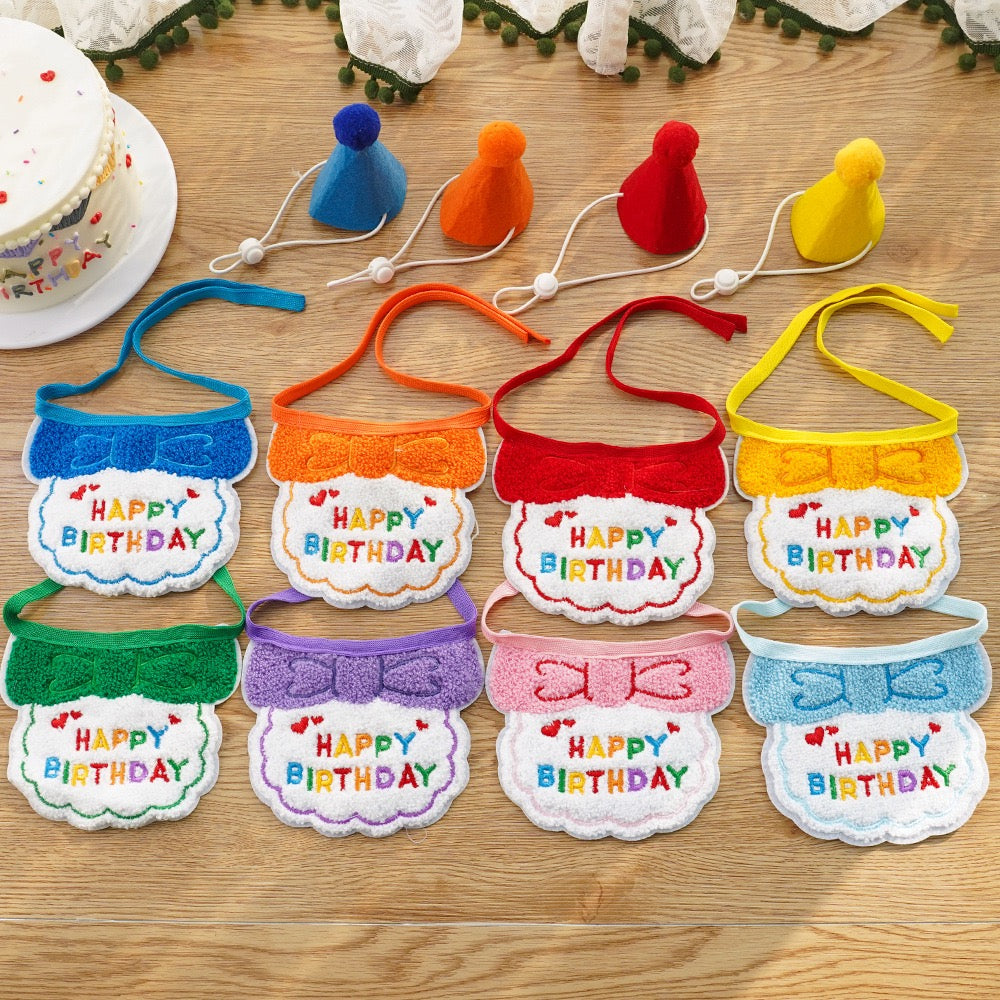 "Pawty Perfect! Birthday Bandana Bib & Hat Set for Dogs/Cats - Adjustable Soft Pet Party Accessories with Secure Fit for Photo Shoots, Pawty Celebrations & Fur Baby Birthdays (3-Piece Matching Kit)"