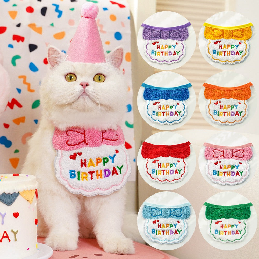 "Pawty Perfect! Birthday Bandana Bib & Hat Set for Dogs/Cats - Adjustable Soft Pet Party Accessories with Secure Fit for Photo Shoots, Pawty Celebrations & Fur Baby Birthdays (3-Piece Matching Kit)"