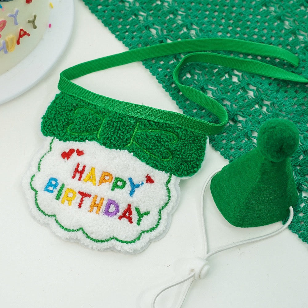 "Pawty Perfect! Birthday Bandana Bib & Hat Set for Dogs/Cats - Adjustable Soft Pet Party Accessories with Secure Fit for Photo Shoots, Pawty Celebrations & Fur Baby Birthdays (3-Piece Matching Kit)"