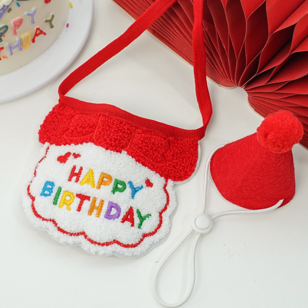 "Pawty Perfect! Birthday Bandana Bib & Hat Set for Dogs/Cats - Adjustable Soft Pet Party Accessories with Secure Fit for Photo Shoots, Pawty Celebrations & Fur Baby Birthdays (3-Piece Matching Kit)"
