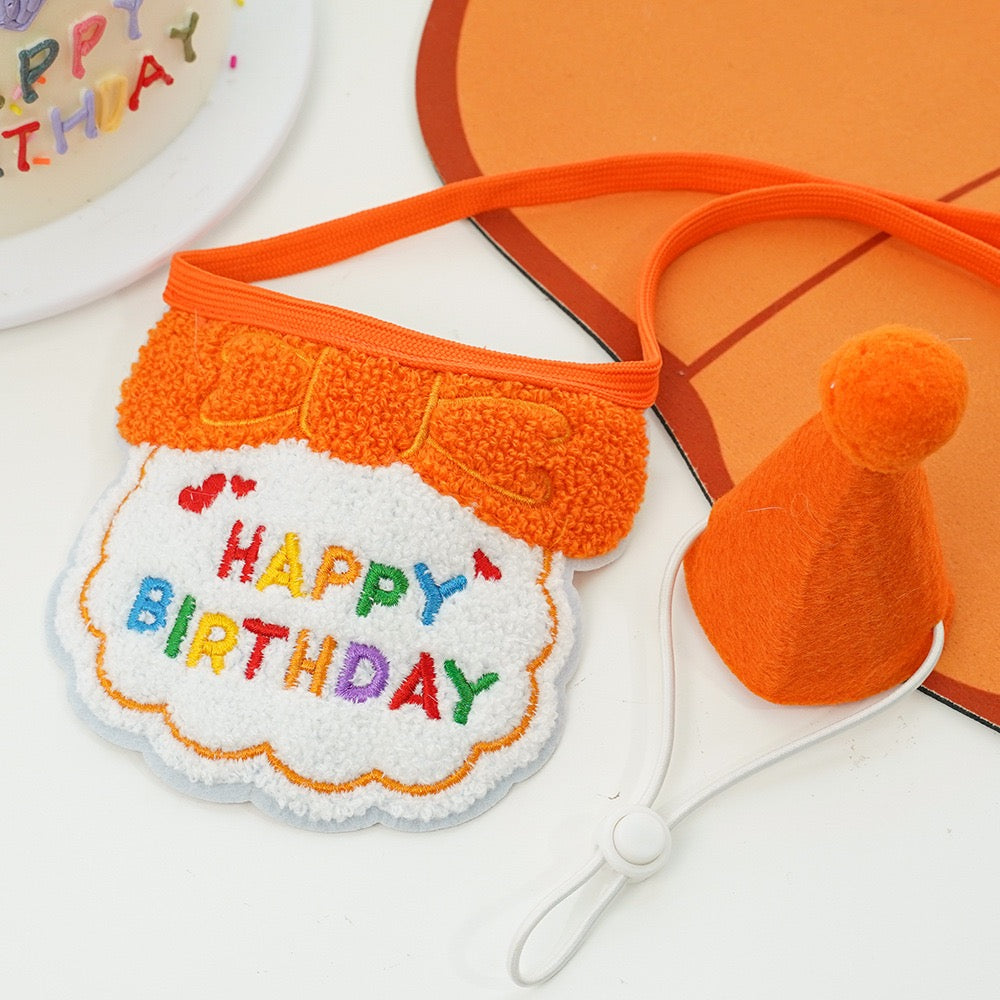 "Pawty Perfect! Birthday Bandana Bib & Hat Set for Dogs/Cats - Adjustable Soft Pet Party Accessories with Secure Fit for Photo Shoots, Pawty Celebrations & Fur Baby Birthdays (3-Piece Matching Kit)"