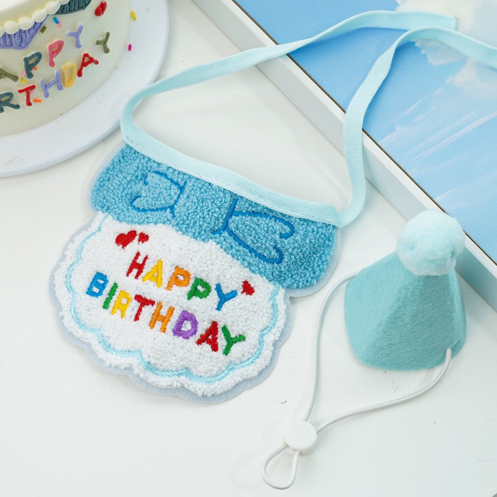 "Pawty Perfect! Birthday Bandana Bib & Hat Set for Dogs/Cats - Adjustable Soft Pet Party Accessories with Secure Fit for Photo Shoots, Pawty Celebrations & Fur Baby Birthdays (3-Piece Matching Kit)"
