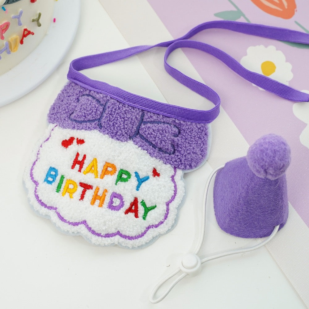 "Pawty Perfect! Birthday Bandana Bib & Hat Set for Dogs/Cats - Adjustable Soft Pet Party Accessories with Secure Fit for Photo Shoots, Pawty Celebrations & Fur Baby Birthdays (3-Piece Matching Kit)"