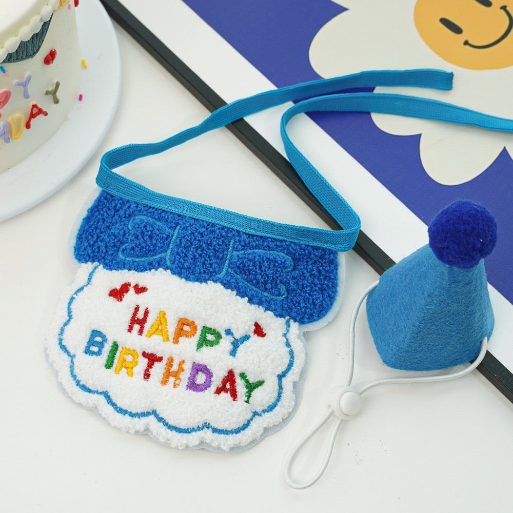"Pawty Perfect! Birthday Bandana Bib & Hat Set for Dogs/Cats - Adjustable Soft Pet Party Accessories with Secure Fit for Photo Shoots, Pawty Celebrations & Fur Baby Birthdays (3-Piece Matching Kit)"