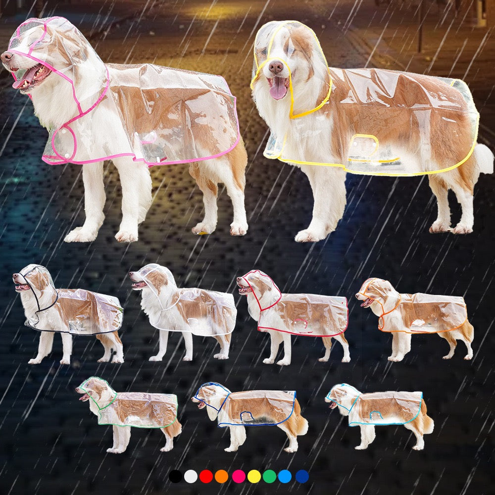 Clear Waterproof Dog Raincoat for Large Breeds - Fits Golden Retrievers & Labradors