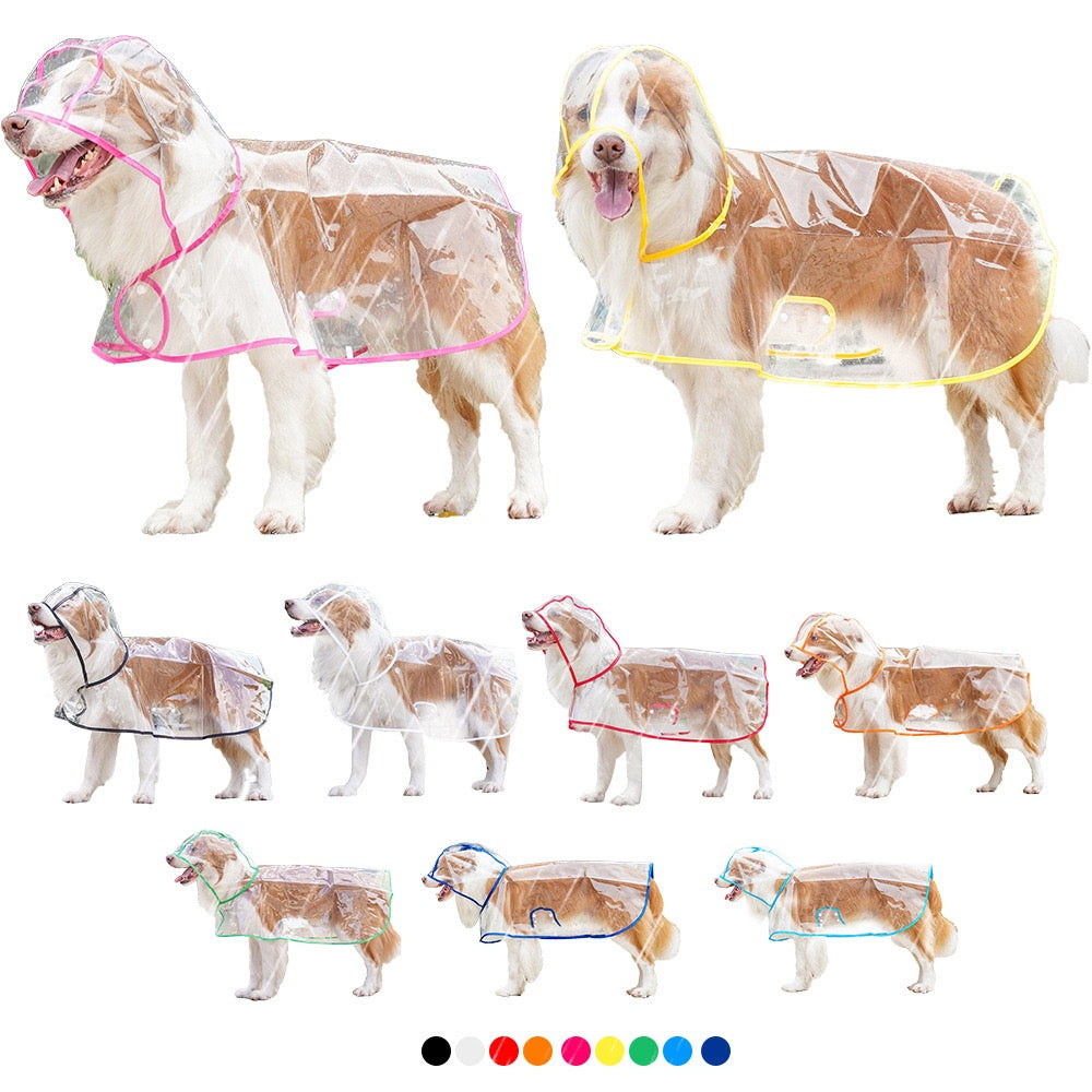 Clear Waterproof Dog Raincoat for Large Breeds - Fits Golden Retrievers & Labradors